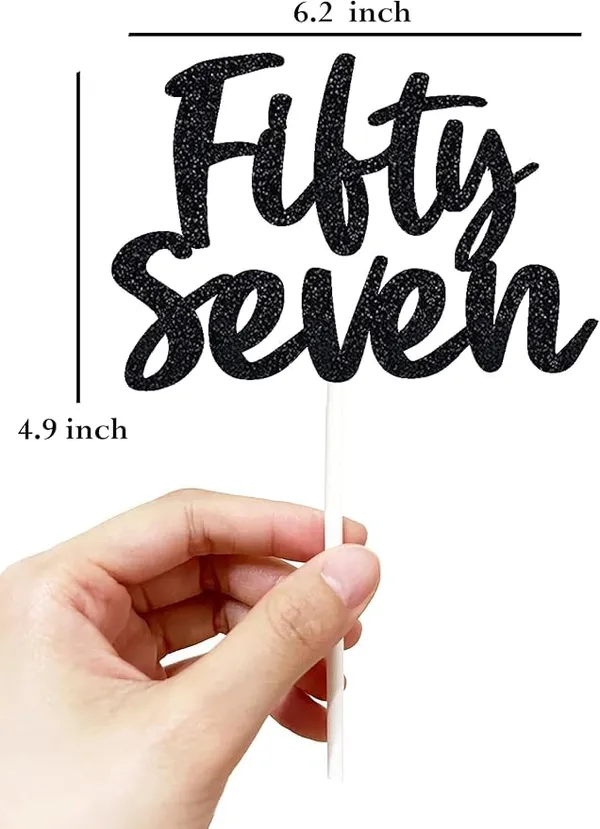 Black_Fifty_Seven_Birthday_Cake_Topper_|_Black_Glitter_|_57Th_Anniversary_Party_Decoration_|_Double-Sided_|_Durable_&_Elegant_Smash_Cake_Décor_For_Boys_&_Girls