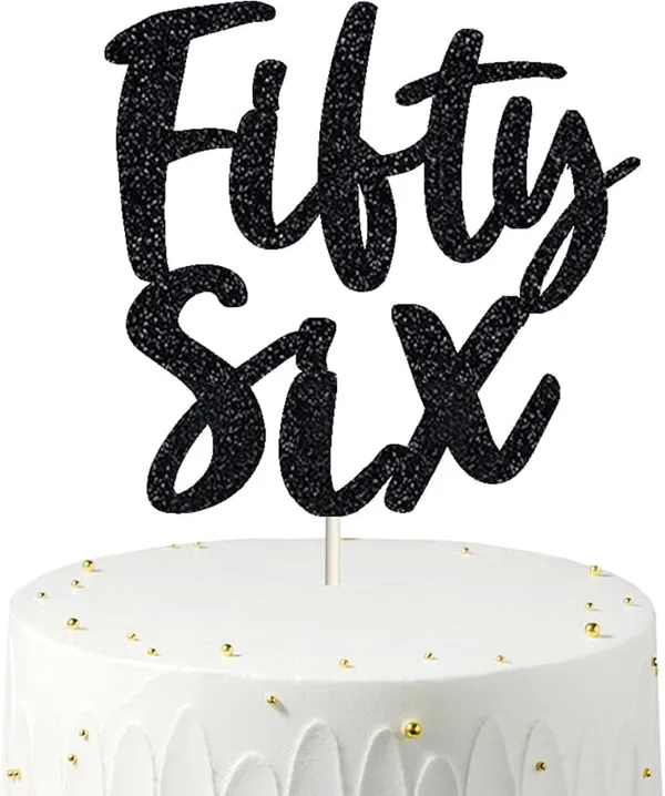 Black_Fifty_Six_Birthday_Cake_Topper_|_Black_Glitter_|_56Th_Anniversary_Party_Decoration_|_Double-Sided_|_Durable_&_Elegant_Smash_Cake_Décor_For_Boys_&_Girls