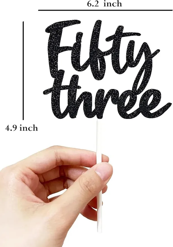 Black_Fifty_Three_Birthday_Cake_Topper_|_Black_Glitter_|_53Rd_Anniversary_Party_Decoration_|_Double-Sided_|_Durable_&_Elegant_Smash_Cake_Décor_For_Boys_&_Girls
