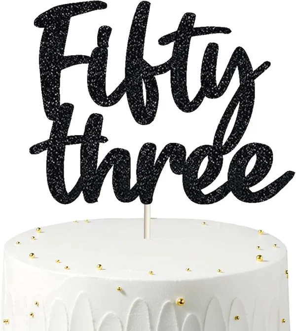 Black_Fifty_Three_Birthday_Cake_Topper_|_Black_Glitter_|_53Rd_Anniversary_Party_Decoration_|_Double-Sided_|_Durable_&_Elegant_Smash_Cake_Décor_For_Boys_&_Girls