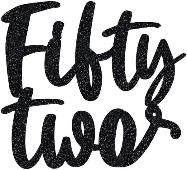 Black_Fifty_Two_Birthday_Cake_Topper_|_Black_Glitter_|_52Nd_Anniversary_Party_Decoration_|_Double-Sided_|_Durable_&_Elegant_Smash_Cake_Décor_For_Boys_&_Girls