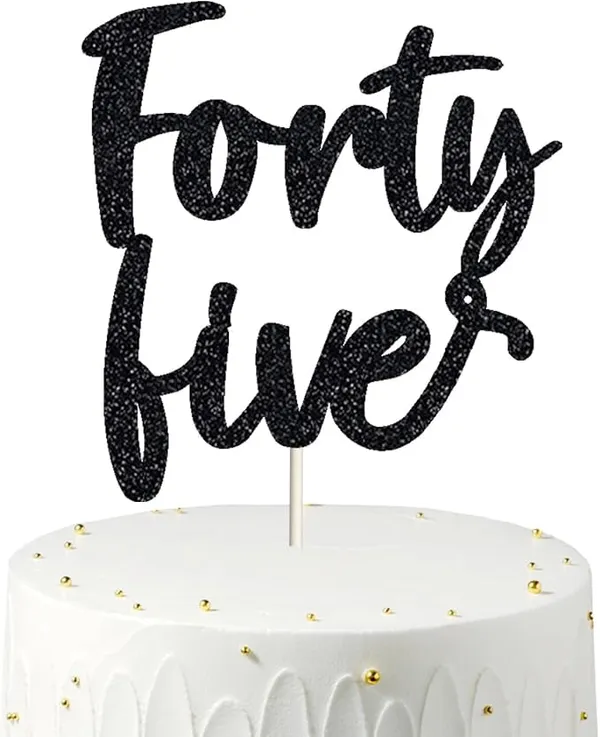 Black_Forty_Five_Birthday_Cake_Topper_|_Black_Glitter_|_45Th_Anniversary_Party_Decoration_|_Double-Sided_|_Durable_&_Elegant_Smash_Cake_Décor_For_Boys_&_Girls