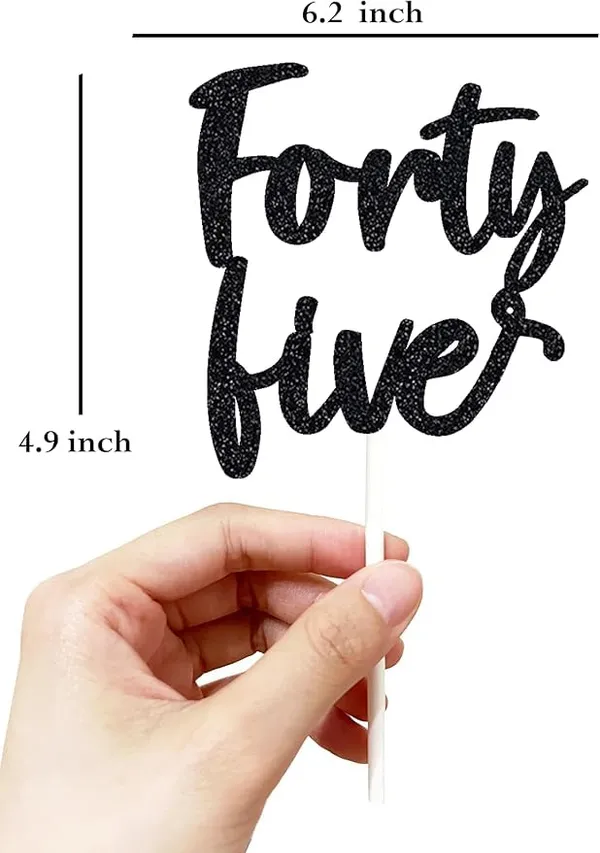 Black_Forty_Five_Birthday_Cake_Topper_|_Black_Glitter_|_45Th_Anniversary_Party_Decoration_|_Double-Sided_|_Durable_&_Elegant_Smash_Cake_Décor_For_Boys_&_Girls