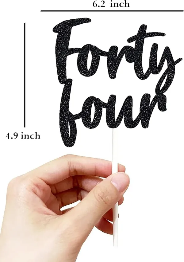Black_Forty_Four_Birthday_Cake_Topper_|_Black_Glitter_|_44Th_Anniversary_Party_Decoration_|_Double-Sided_|_Durable_&_Elegant_Smash_Cake_Décor_For_Boys_&_Girls