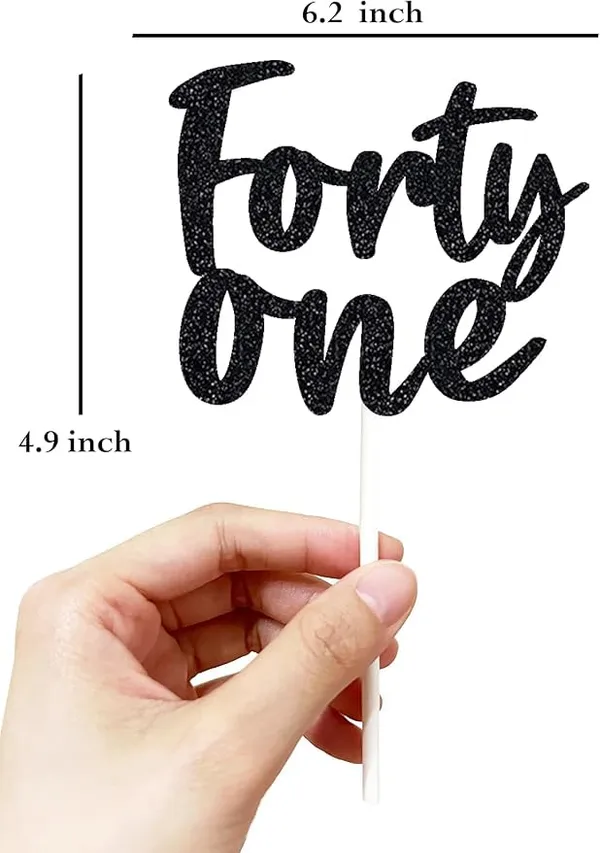 Black_Forty_One_Birthday_Cake_Topper_|_Black_Glitter_|_41St_Anniversary_Party_Decoration_|_Double-Sided_|_Durable_&_Elegant_Smash_Cake_Décor_For_Boys_&_Girls