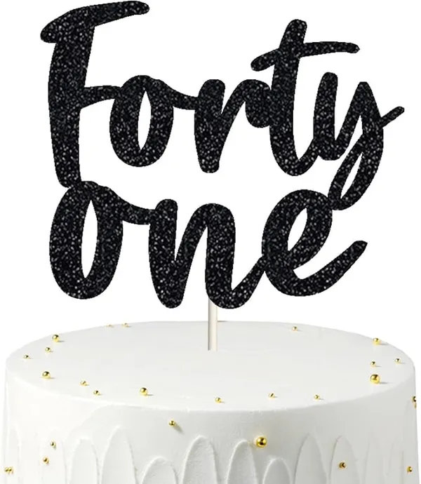 Black_Forty_One_Birthday_Cake_Topper_|_Black_Glitter_|_41St_Anniversary_Party_Decoration_|_Double-Sided_|_Durable_&_Elegant_Smash_Cake_Décor_For_Boys_&_Girls