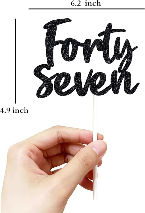 Black_Forty_Seven_Birthday_Cake_Topper_|_Black_Glitter_|_47Th_Anniversary_Party_Decoration_|_Double-Sided_|_Durable_&_Elegant_Smash_Cake_Décor_For_Boys_&_Girls