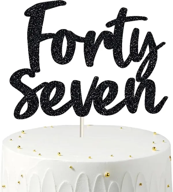 Black_Forty_Seven_Birthday_Cake_Topper_|_Black_Glitter_|_47Th_Anniversary_Party_Decoration_|_Double-Sided_|_Durable_&_Elegant_Smash_Cake_Décor_For_Boys_&_Girls