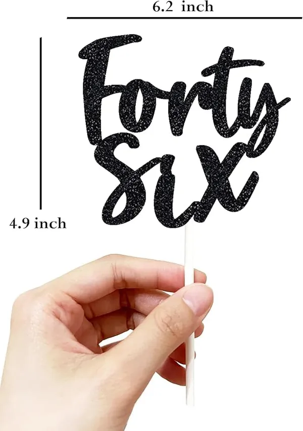 Black_Forty_Six_Birthday_Cake_Topper_|_Black_Glitter_|_46Th_Anniversary_Party_Decoration_|_Double-Sided_|_Durable_&_Elegant_Smash_Cake_Décor_For_Boys_&_Girls