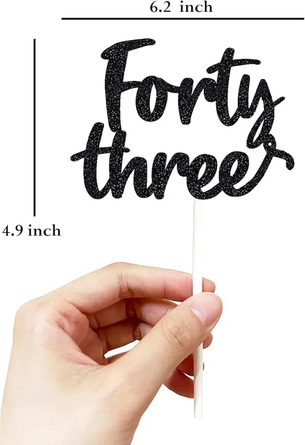 Black_Forty_Three_Birthday_Cake_Topper_|_Black_Glitter_|_43Rd_Anniversary_Party_Decoration_|_Double-Sided_|_Durable_&_Elegant_Smash_Cake_Décor_For_Boys_&_Girls