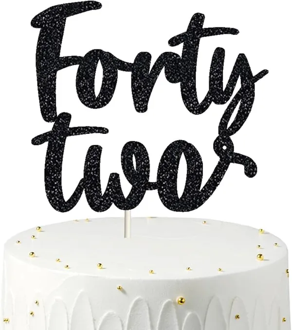Black_Forty_Two_Birthday_Cake_Topper_|_Black_Glitter_|_42Nd_Anniversary_Party_Decoration_|_Double-Sided_|_Durable_&_Elegant_Smash_Cake_Décor_For_Boys_&_Girls