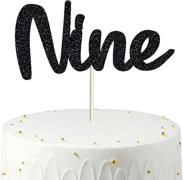 Black_Nineth_Birthday_Cake_Topper_|_Black_Glitter_|_9Th_Anniversary_Party_Decoration_|_Double-Sided_|_Durable_&_Elegant_Smash_Cake_Décor_For_Boys_&_Girls