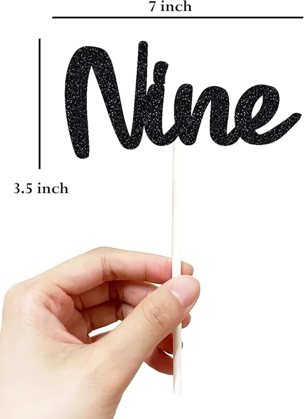 Black_Nineth_Birthday_Cake_Topper_|_Black_Glitter_|_9Th_Anniversary_Party_Decoration_|_Double-Sided_|_Durable_&_Elegant_Smash_Cake_Décor_For_Boys_&_Girls
