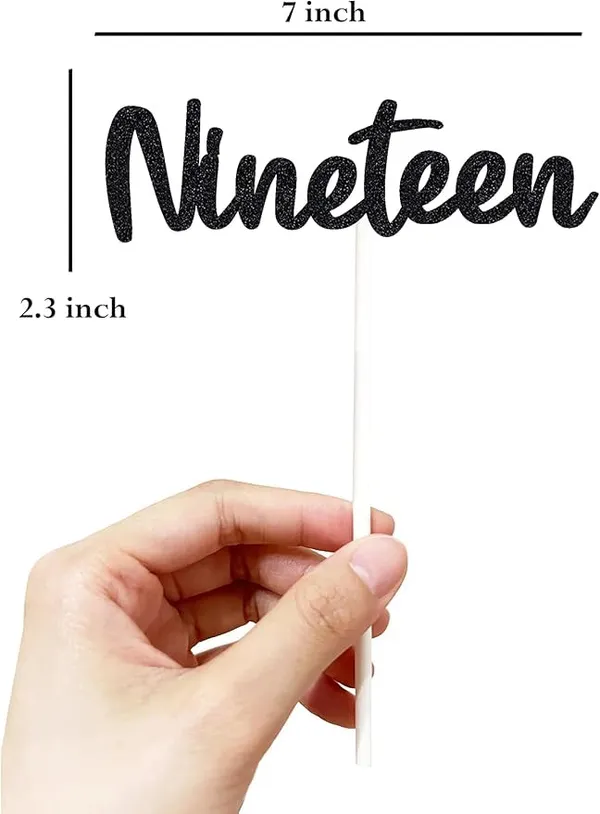 Black_Nineteen_Birthday_Cake_Topper_|_Black_Glitter_|_19Th_Anniversary_Party_Decoration_|_Double-Sided_|_Durable_&_Elegant_Smash_Cake_Décor_For_Boys_&_Girls