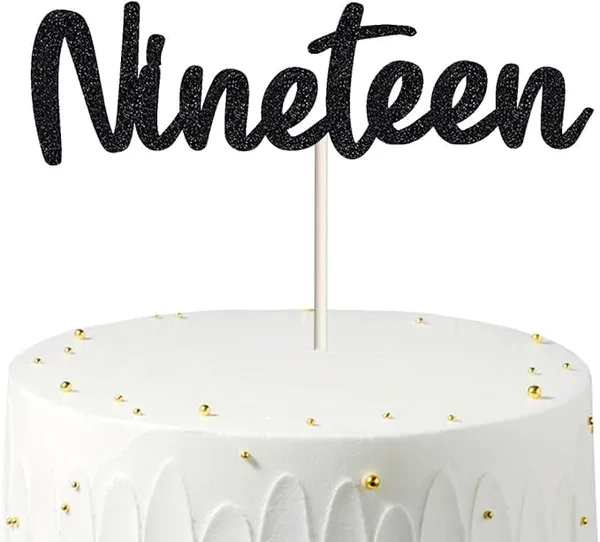 Black_Nineteen_Birthday_Cake_Topper_|_Black_Glitter_|_19Th_Anniversary_Party_Decoration_|_Double-Sided_|_Durable_&_Elegant_Smash_Cake_Décor_For_Boys_&_Girls