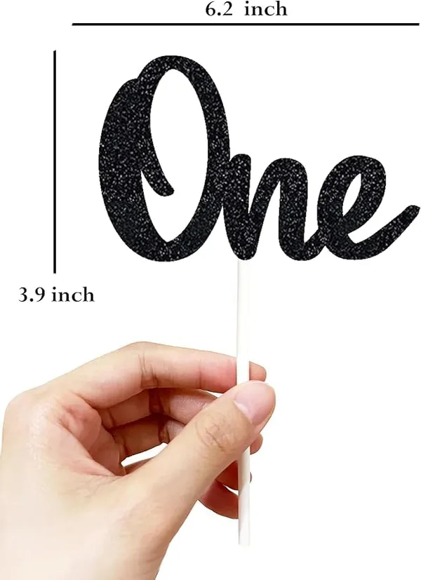 Black_First_Birthday_Cake_Topper_|_Black_Glitter_|_1St_Anniversary_Party_Decoration_|_Double-Sided_|_Durable_&_Elegant_Smash_Cake_Décor_For_Boys_&_Girls