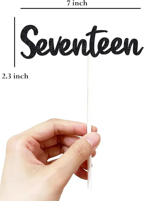 Black_Seventeen_Birthday_Cake_Topper_|_Black_Glitter_|_17Th_Anniversary_Party_Decoration_|_Double-Sided_|_Durable_&_Elegant_Smash_Cake_Décor_For_Boys_&_Girls