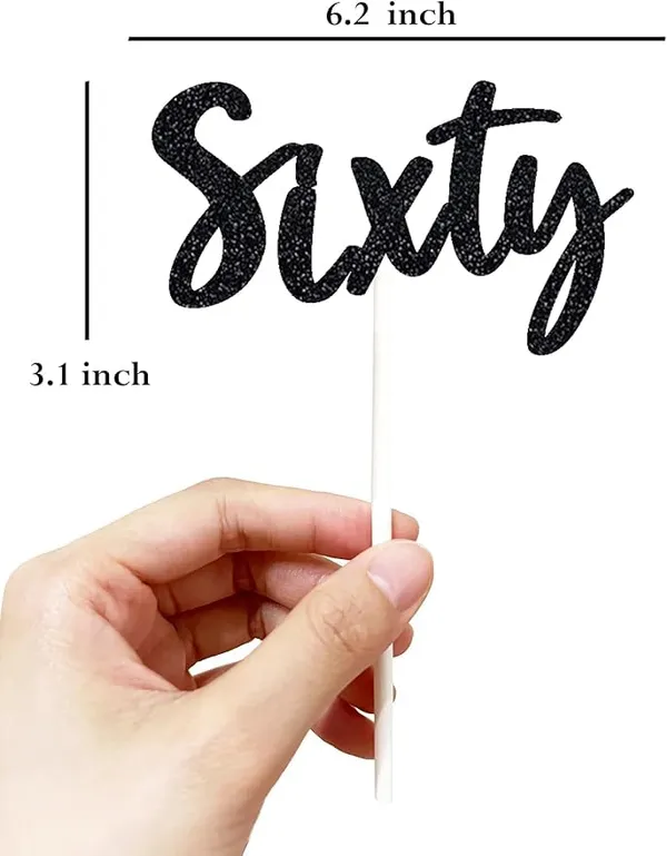 Black_Sixty_Birthday_Cake_Topper_|_Black_Glitter_|_60Th_Anniversary_Party_Decoration_|_Double-Sided_|_Durable_&_Elegant_Smash_Cake_Décor_For_Boys_&_Girls