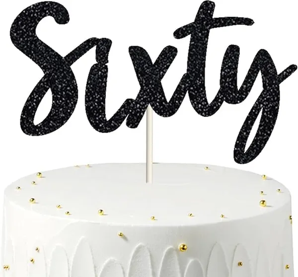 Black_Sixty_Birthday_Cake_Topper_|_Black_Glitter_|_60Th_Anniversary_Party_Decoration_|_Double-Sided_|_Durable_&_Elegant_Smash_Cake_Décor_For_Boys_&_Girls