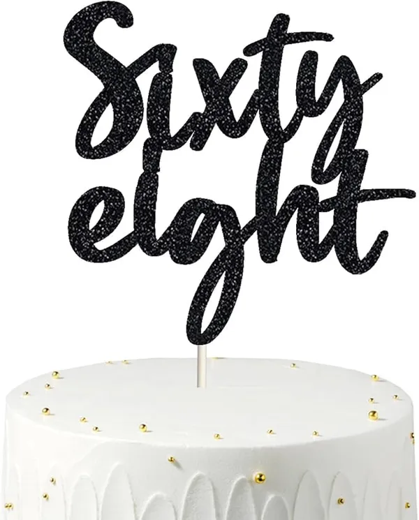 Black_Sixty_Eight_Birthday_Cake_Topper_|_Black_Glitter_|_68Th_Anniversary_Party_Decoration_|_Double-Sided_|_Durable_&_Elegant_Smash_Cake_Décor_For_Boys_&_Girls
