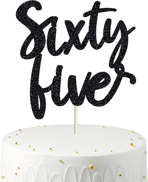 Black_Sixty_Five_Birthday_Cake_Topper_|_Black_Glitter_|_65Th_Anniversary_Party_Decoration_|_Double-Sided_|_Durable_&_Elegant_Smash_Cake_Décor_For_Boys_&_Girls