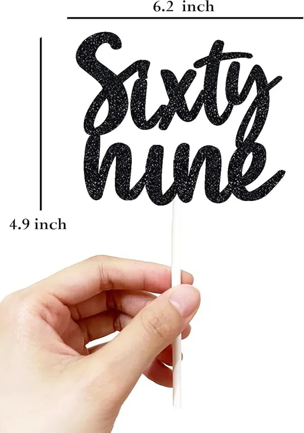 Black_Sixty_Nine_Birthday_Cake_Topper_|_Black_Glitter_|_69Th_Anniversary_Party_Decoration_|_Double-Sided_|_Durable_&_Elegant_Smash_Cake_Décor_For_Boys_&_Girls
