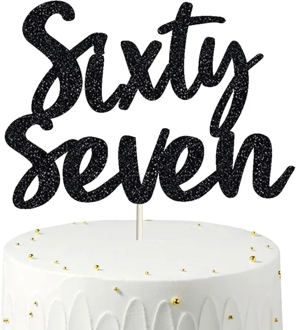 Black_Sixty_Seven_Birthday_Cake_Topper_|_Black_Glitter_|_67Th_Anniversary_Party_Decoration_|_Double-Sided_|_Durable_&_Elegant_Smash_Cake_Décor_For_Boys_&_Girls