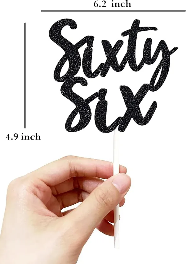 Black_Sixty_Six_Birthday_Cake_Topper_|_Black_Glitter_|_66Th_Anniversary_Party_Decoration_|_Double-Sided_|_Durable_&_Elegant_Smash_Cake_Décor_For_Boys_&_Girls