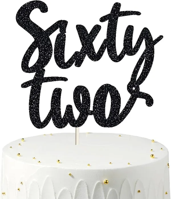 Black_Sixty_Two_Birthday_Cake_Topper_|_Black_Glitter_|_62Nd_Anniversary_Party_Decoration_|_Double-Sided_|_Durable_&_Elegant_Smash_Cake_Décor_For_Boys_&_Girls