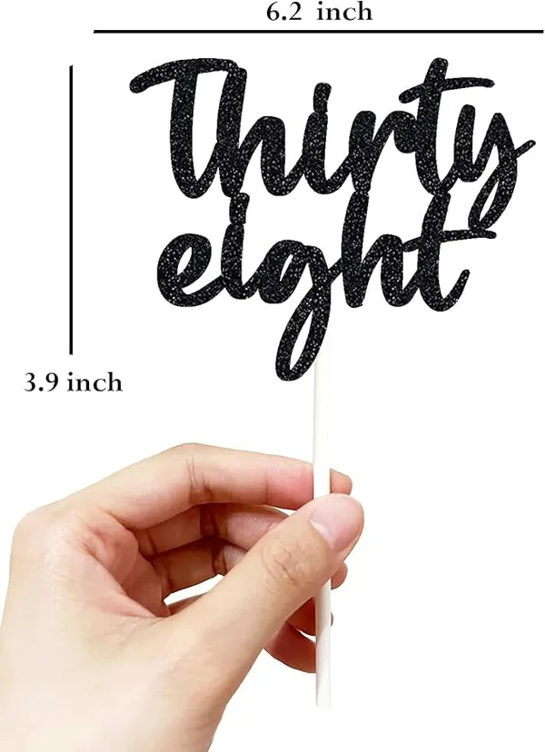 Black_Thirty_Eight_Birthday_Cake_Topper_|_Black_Glitter_|_38Th_Anniversary_Party_Decoration_|_Double-Sided_|_Durable_&_Elegant_Smash_Cake_Décor_For_Boys_&_Girls