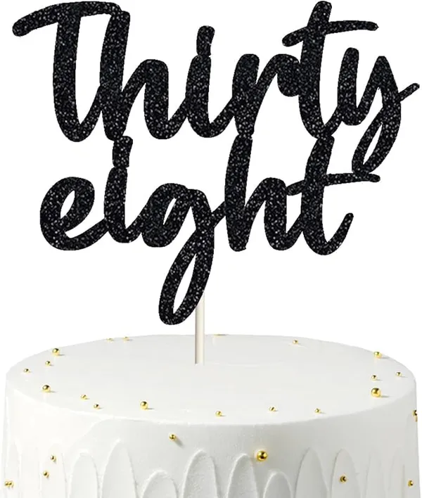 Black_Thirty_Eight_Birthday_Cake_Topper_|_Black_Glitter_|_38Th_Anniversary_Party_Decoration_|_Double-Sided_|_Durable_&_Elegant_Smash_Cake_Décor_For_Boys_&_Girls