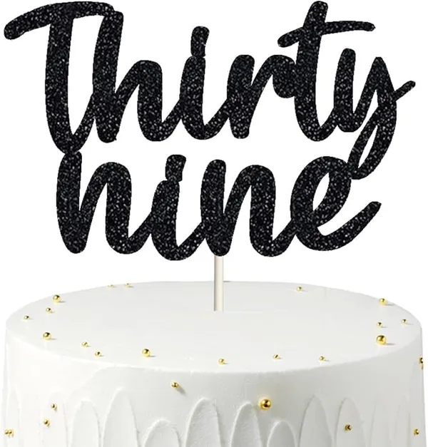 Black_Thirty_Nine_Birthday_Cake_Topper_|_Black_Glitter_|_39Th_Anniversary_Party_Decoration_|_Double-Sided_|_Durable_&_Elegant_Smash_Cake_Décor_For_Boys_&_Girls