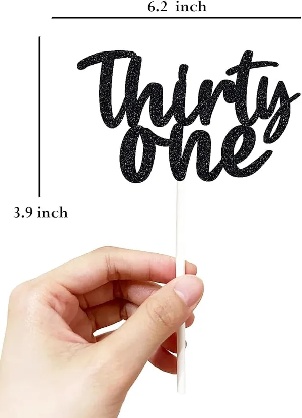Black_Thrity_One_Birthday_Cake_Topper_|_Black_Glitter_|_31St_Anniversary_Party_Decoration_|_Double-Sided_|_Durable_&_Elegant_Smash_Cake_Décor_For_Boys_&_Girls