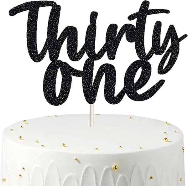 Black_Thrity_One_Birthday_Cake_Topper_|_Black_Glitter_|_31St_Anniversary_Party_Decoration_|_Double-Sided_|_Durable_&_Elegant_Smash_Cake_Décor_For_Boys_&_Girls