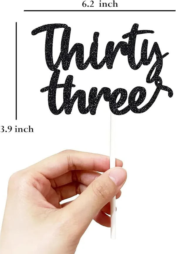Black_Thirty_Three_Birthday_Cake_Topper_|_Black_Glitter_|_33Rd_Anniversary_Party_Decoration_|_Double-Sided_|_Durable_&_Elegant_Smash_Cake_Décor_For_Boys_&_Girls