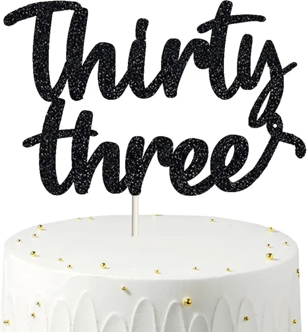 Black_Thirty_Three_Birthday_Cake_Topper_|_Black_Glitter_|_33Rd_Anniversary_Party_Decoration_|_Double-Sided_|_Durable_&_Elegant_Smash_Cake_Décor_For_Boys_&_Girls