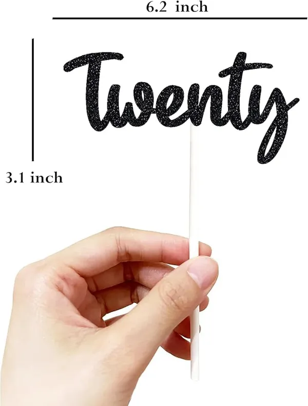 Black_Twenty_Birthday_Cake_Topper_|_Black_Glitter_|_20Th_Anniversary_Party_Decoration_|_Double-Sided_|_Durable_&_Elegant_Smash_Cake_Décor_For_Boys_&_Girls
