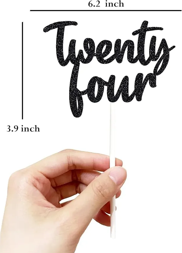 Black_Twenty_Four_Birthday_Cake_Topper_|_Black_Glitter_|_24Th_Anniversary_Party_Decoration_|_Double-Sided_|_Durable_&_Elegant_Smash_Cake_Décor_For_Boys_&_Girls
