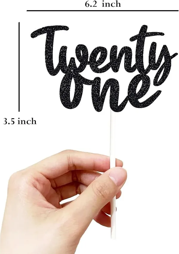 Black_Twenty_One_Birthday_Cake_Topper_|_Black_Glitter_|_21St_Anniversary_Party_Decoration_|_Double-Sided_|_Durable_&_Elegant_Smash_Cake_Décor_For_Boys_&_Girls