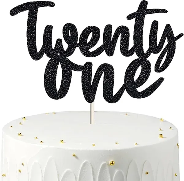 Black_Twenty_One_Birthday_Cake_Topper_|_Black_Glitter_|_21St_Anniversary_Party_Decoration_|_Double-Sided_|_Durable_&_Elegant_Smash_Cake_Décor_For_Boys_&_Girls