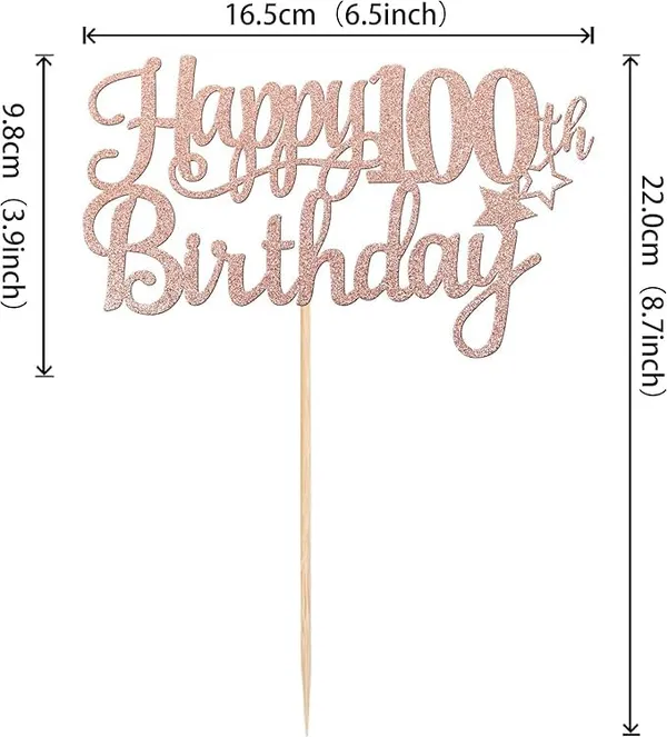 Gold_100Rd_Happy_Birthday_Cake_Topper_|_Rose_Gold_Color_Glitter_Cake_Topper_|_Glitter_Cake_Decoration_|_B'Day_Celebration/Rose_Gold_Color