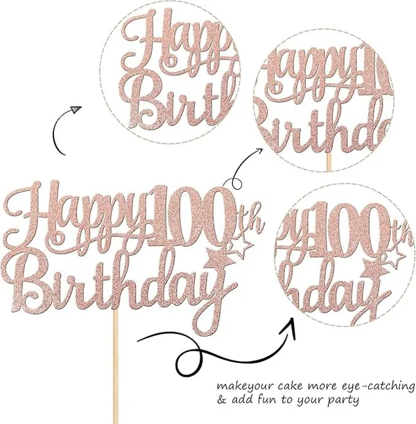 Gold_100Rd_Happy_Birthday_Cake_Topper_|_Rose_Gold_Color_Glitter_Cake_Topper_|_Glitter_Cake_Decoration_|_B'Day_Celebration/Rose_Gold_Color