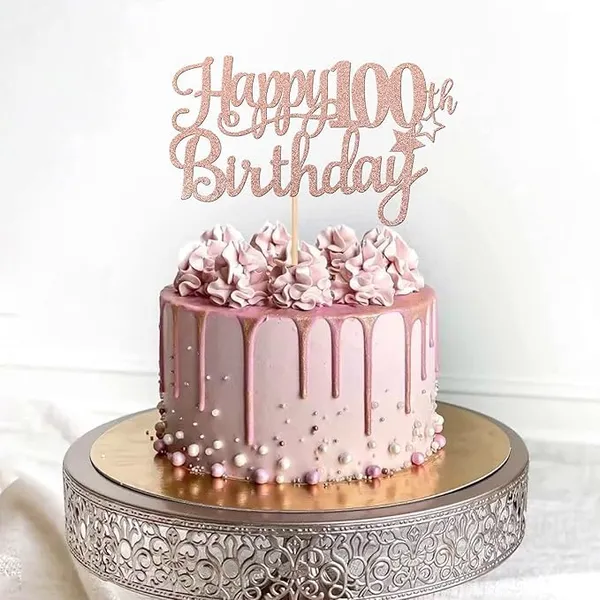 Gold_100Rd_Happy_Birthday_Cake_Topper_|_Rose_Gold_Color_Glitter_Cake_Topper_|_Glitter_Cake_Decoration_|_B'Day_Celebration/Rose_Gold_Color