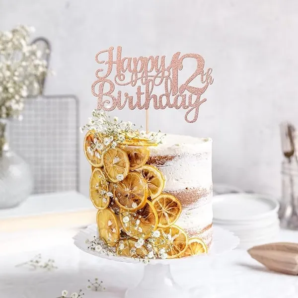 Gold_12Th_Happy_Birthday_Cake_Topper_|_Rose_Gold_Color_Glitter_Cake_Topper_|_Glitter_Cake_Decoration_|_B'Day_Celebration/Rose_Gold_Color