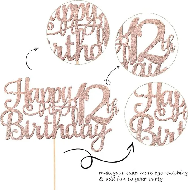 Gold_12Th_Happy_Birthday_Cake_Topper_|_Rose_Gold_Color_Glitter_Cake_Topper_|_Glitter_Cake_Decoration_|_B'Day_Celebration/Rose_Gold_Color