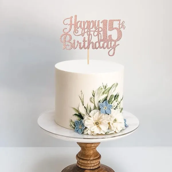 Gold_15Th_Happy_Birthday_Cake_Topper_|_Rose_Gold_Color_Glitter_Cake_Topper_|_Glitter_Cake_Decoration_|_B'Day_Celebration/Rose_Gold_Color