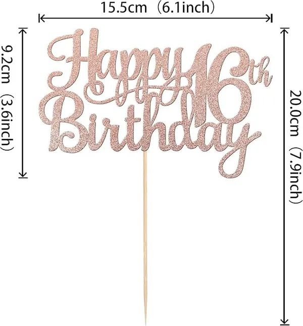 Gold_16Th_Happy_Birthday_Cake_Topper_|_Rose_Gold_Color_Glitter_Cake_Topper_|_Glitter_Cake_Decoration_|_B'Day_Celebration/Rose_Gold_Color