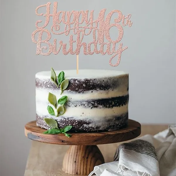 Gold_16Th_Happy_Birthday_Cake_Topper_|_Rose_Gold_Color_Glitter_Cake_Topper_|_Glitter_Cake_Decoration_|_B'Day_Celebration/Rose_Gold_Color