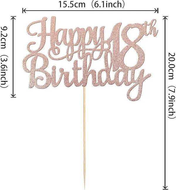 Gold_18Th_Happy_Birthday_Cake_Topper_|_Rose_Gold_Color_Glitter_Cake_Topper_|_Glitter_Cake_Decoration_|_B'Day_Celebration/Rose_Gold_Color