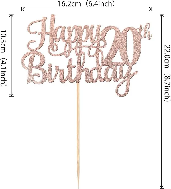 Gold_20Th_Happy_Birthday_Cake_Topper_|_Rose_Gold_Color_Glitter_Cake_Topper_|_Glitter_Cake_Decoration_|_B'Day_Celebration/Rose_Gold_Color